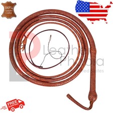 8 Feet Brown Bullwhip 16 Plait Genuine Leather High Quality Handmade Bull whip