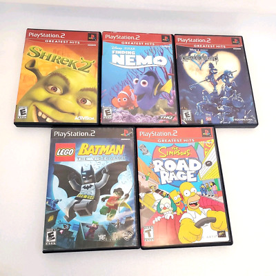 PS2 Game Lot Bundle Playstation 2 Simpsons Road Rage Shrek 2 Kigdom Hearts