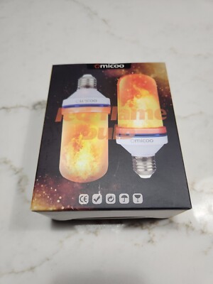Micoo LED Flickering Flame Halloween Light Bulb Pack Of 2  **New In Box**