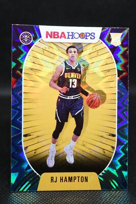 RJ HAMPTON 2020-21  PANINI HOOPS #239 ROOKIE RC TEAL EXPLOSION #239 + CARD SAVER