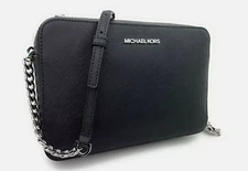 Michael Kors Jet Set Large East West Crossbody Handbag - Black Saffiano Leather