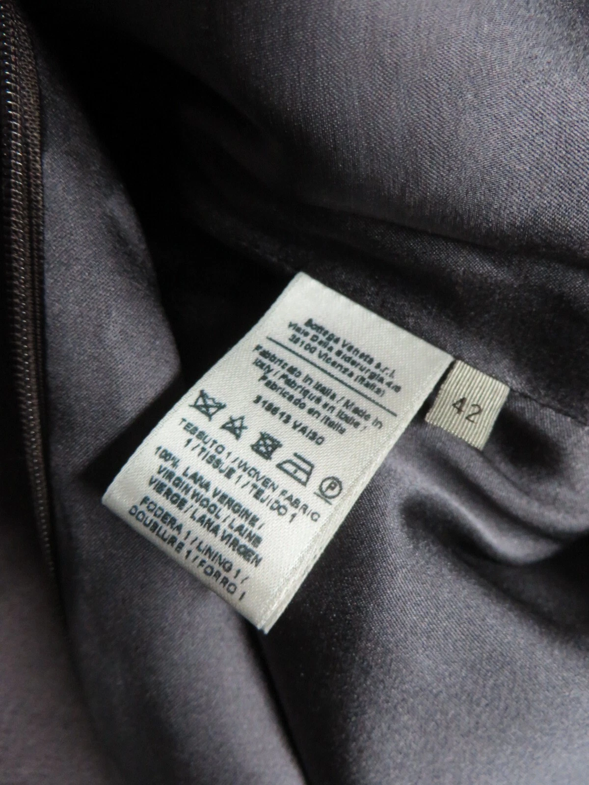 Abito BOTTEGA VENETA Italia lana senza maniche con volant metà polpaccio viola prugna 6 8