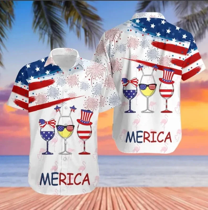 3D Merica Independence Day Hawaiian Printed Shirt, Beach Shirt, Unisex Shirt