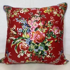 Ralph Lauren BELLE HARBOR Red Floral DECORATIVE Pillow French Country 20" Rare