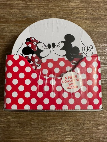 Disney Mickey Mouse Coaster Tin Set of 6 Cork Coasters Minnie Mouse