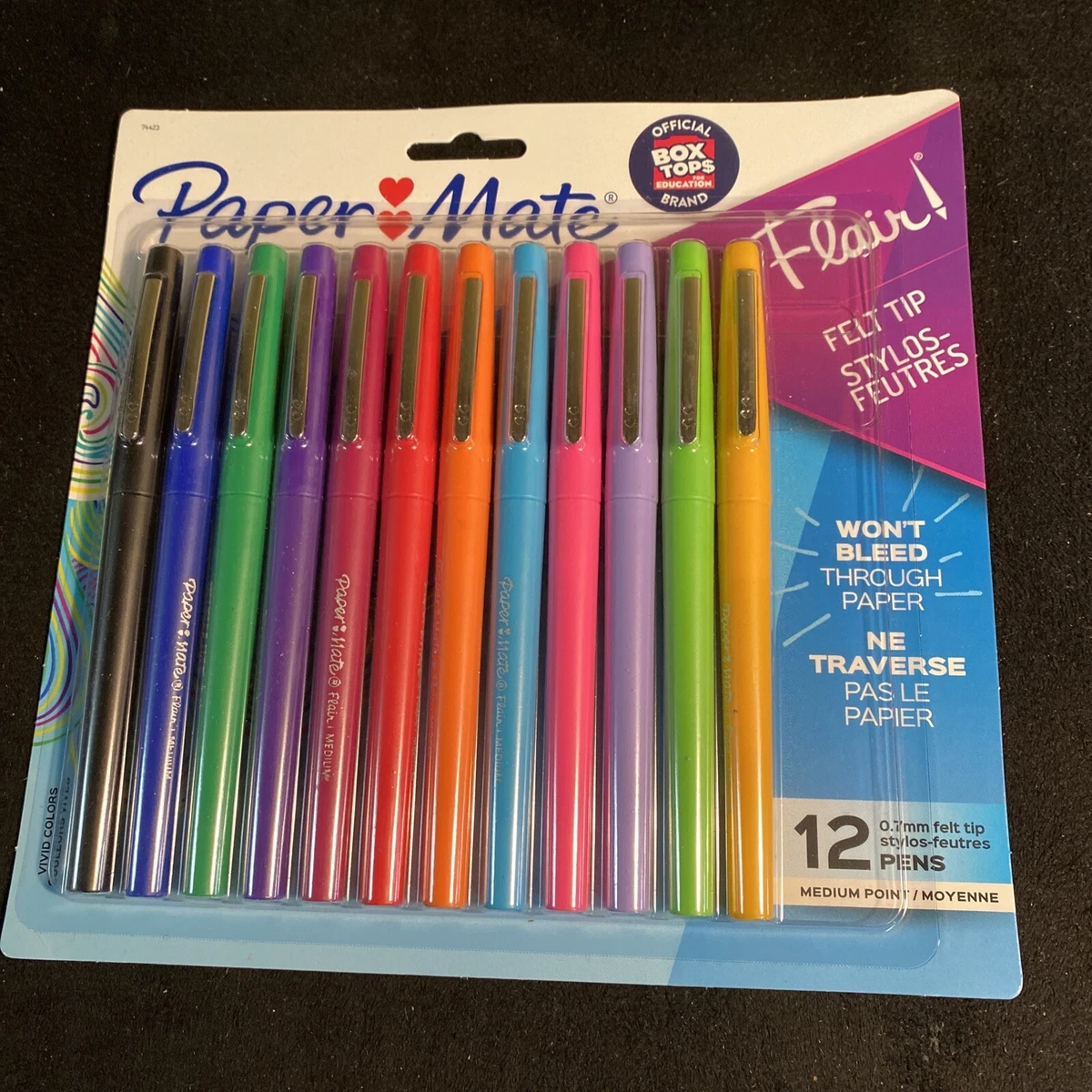 Paper Mate Flair Felt Tip Pens, Medium Point (0.7mm), Assorted Colors, 12  Count