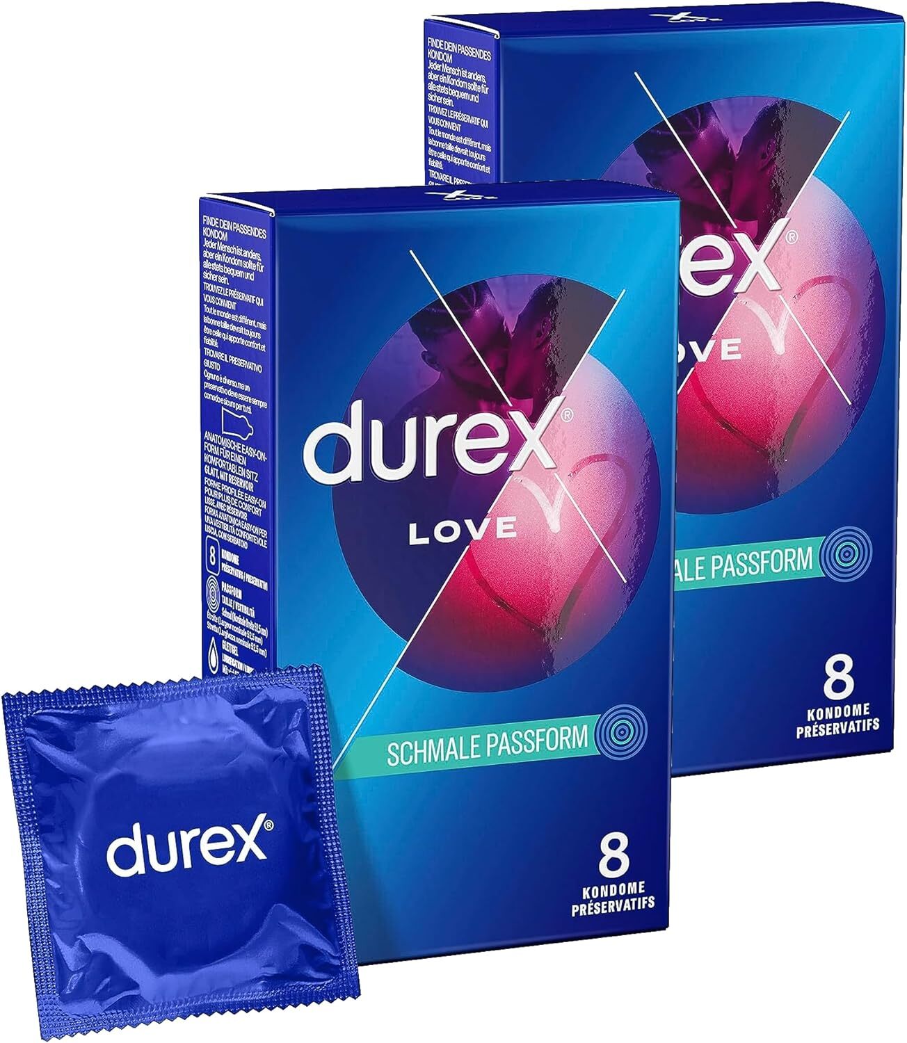 Durex Love Kondome anatomische Passform für sicheres Gefühl 2 x 8 Stück