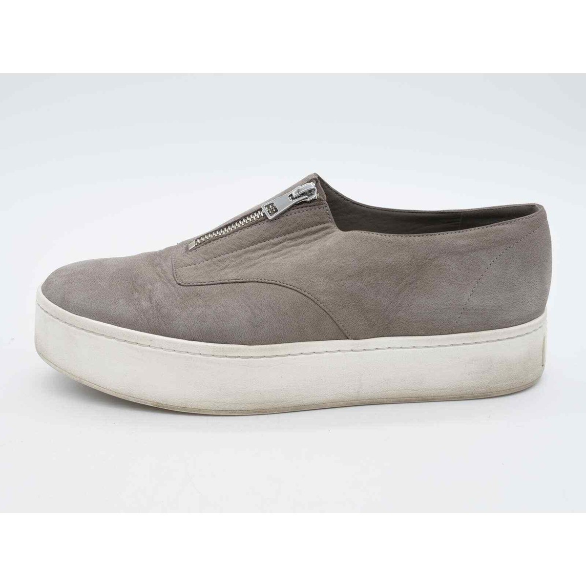 Vince Platform Sneakers Womens Gray Nubuck Front Zip Casual
