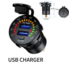Car Charger Dual USB Port Fast Charging W/LED Voltmeter For Apple iPhone Samsung