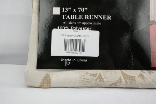 Damask Table Runner 13" x 70" Beige by Violet Linen TF - Picture 3 of 6