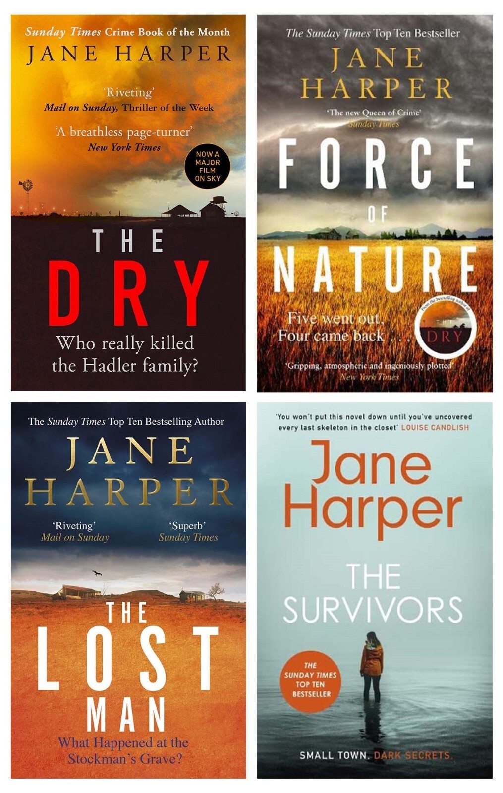 Jane Harper Collection 4 Books Set Lost Man, Force of Nature, Dry, The Survivors