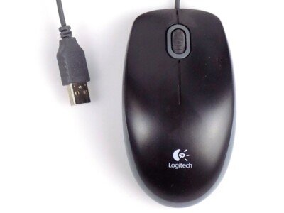 Logitech B100 USB 3-Tasten Optical Mouse Optische Maus mit Scrollrad Schwarz