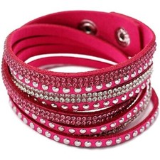 Bling Bling Rhinestone Wrap 100 Suede Leather Bracelet Multilayer Wristband Hot