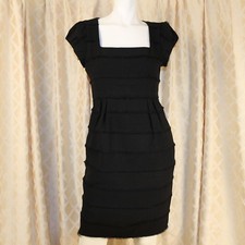 NANETTE LEPORE Charco Black Layer Texture Rayon Women Fringe Dress Size 4