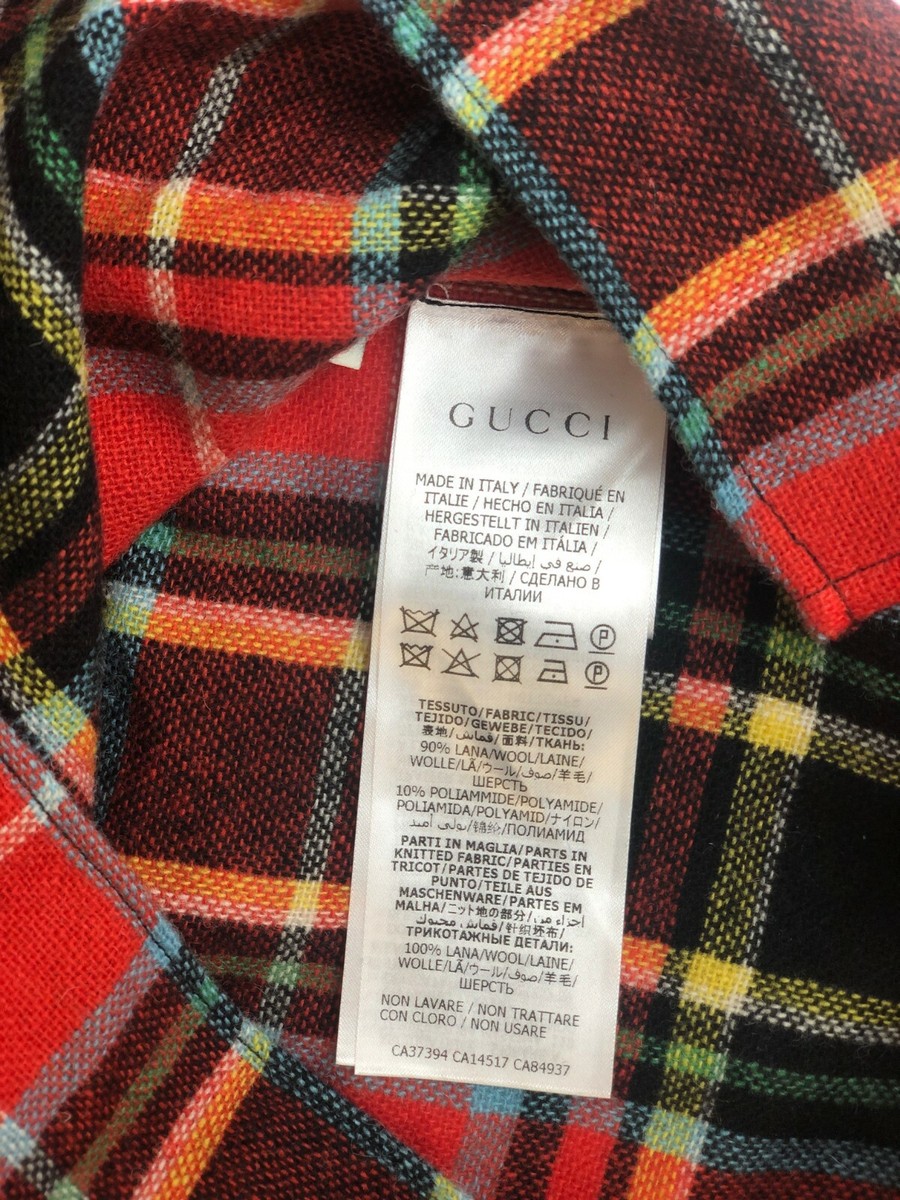 Gucci Men's Wool Multicolor Checkered Turtleneck Shirt sz 52 Gucci Men's Wool Multicolor Checkered Turtleneck Shirt sz 52