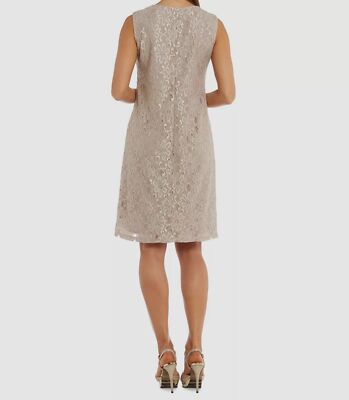 $80 R&M Richards Women's Beige Lace Floral Embellished Sheath Dress Size 14  | eBay