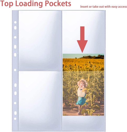 30Pack 240 Pockets A6 Photo Sleeves for A4 2/3/4 Ring Binder 4 Pocket 109x153 mm - Picture 6 of 7