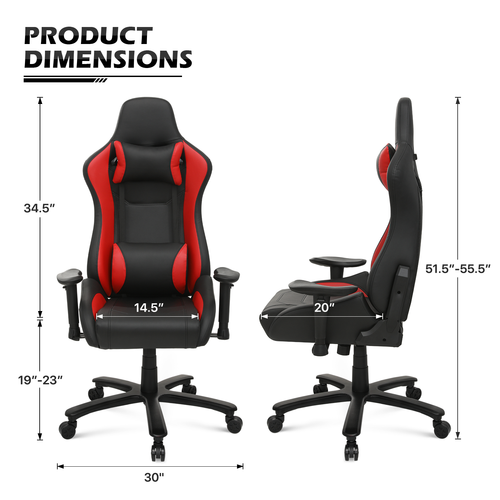 Red Leather[CARBON FIBER FABRIC]Ergonomic Game Racing Chair Swivel Computer Seat - Picture 3 of 14