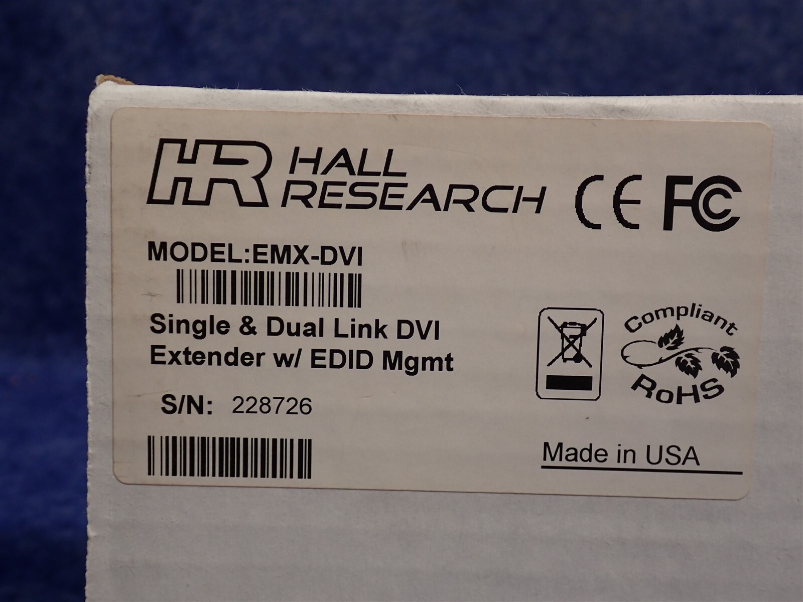 Hall Research EMX-DVI Single & Dual Link DVI Extender w/ EDID Mgmt (G132)