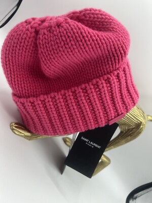 SAINT LAURENT サンローラン　ビーニー ピンクニット帽 ニット帽 Saint Laurent(サンローラン) - ブランド通販のBUYMA 帽子