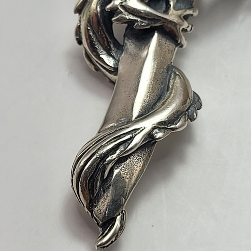 VTG Large Dragon Cross Pendant Sterling Silver 925 Regal Crown - Picture 16 of 18