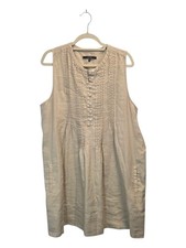 Quince 100% European Linen Sleeveless Swing  DressBeige Khaki Size XL