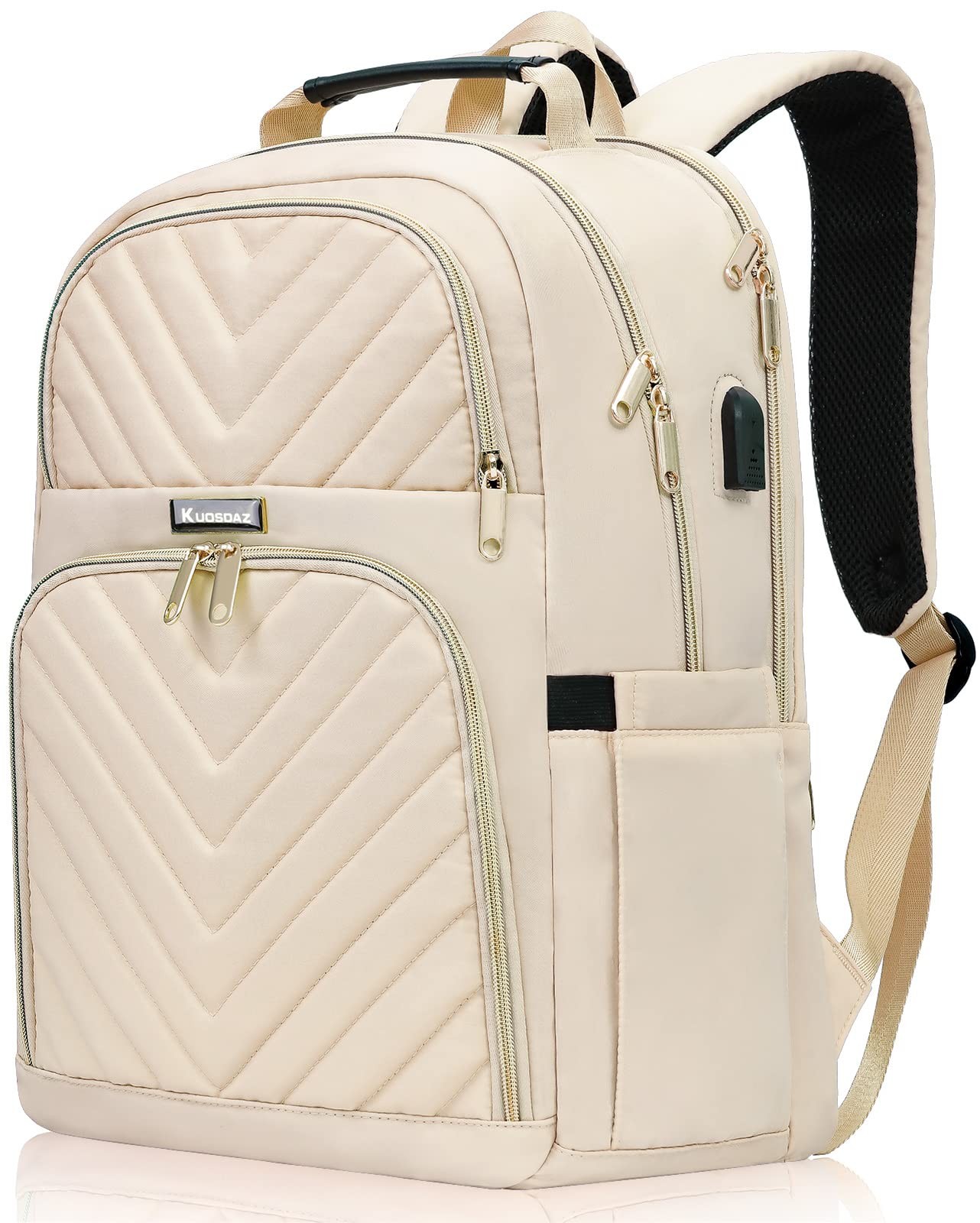 Stylish 15.6 Inch Quilted Travel Laptop Backpack for Women