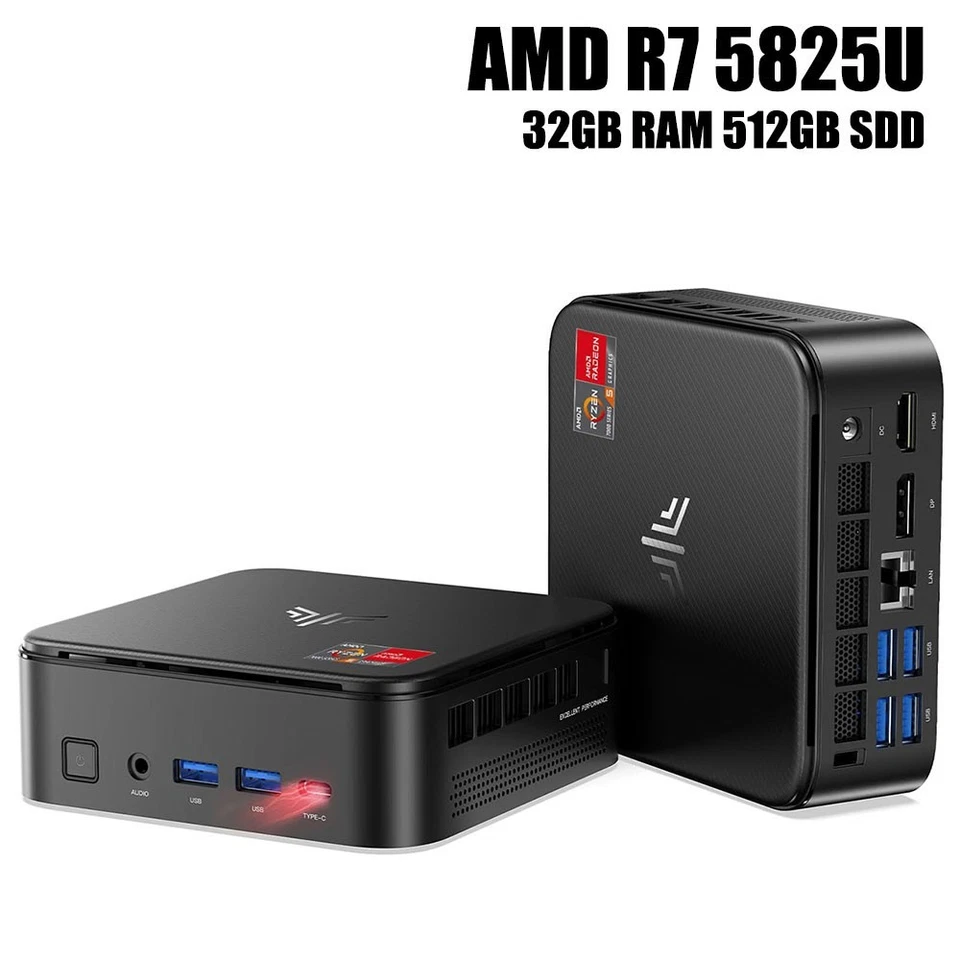 NiPoGi AMD Ryzen 7 5700U 5825U Mini PC 16GB DDR4 512GB SSD WiFi6 Win11 Pro HDMI