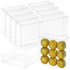 30 PCS 4x4x1.2 inch Small Clear Plastic Favor Boxes for Cookies Macarons