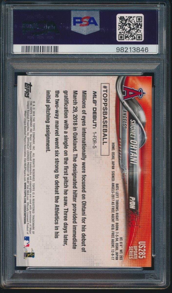 ゲームセンター・ゲームカード 2018 Shohei Ohtani  Topps PSA 10 PSA 10 SHOHEI OHTANI/OTANI 2018 TOPPS UPDATE Rookie Debut LA