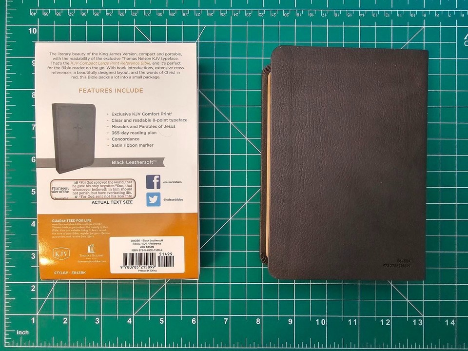 KJV, Reference Bible, Compact, Large Print, Leathersoft, Black, Red ...