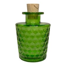 Green Colored Diamond-Cut European Vintage Style Glass Round Decorative Bottle