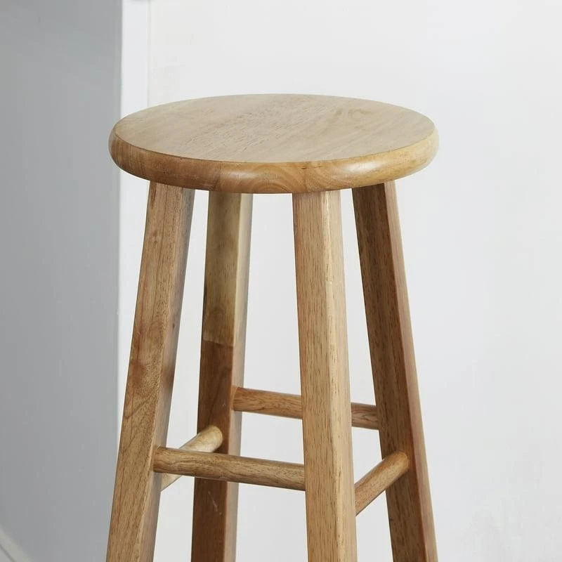 29" Natural Wood Backless Bar Stool Not Assembly Classic Look Eco-Friendly Brief - Image 4 of 4