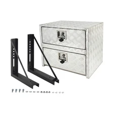24"X18"X20" Underbody Truck Tool Box w/ Drop Door + Drawer & 18"X18" Brackets