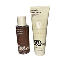 VICTORIA'S SECRET PINK ICED COCONUT BODY MIST 8.4 FL OZ AND 8 Oz BODY LOTION