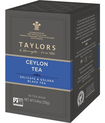 Pure Ceylon Black Tea Pillow Bags, 50 Count  Bold, Bright, Caffeinated Teabags