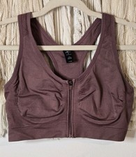 Velocity Sports Bra Front Zip L Workout Yoga Athleisure Cropped Halter Top