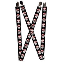 `Suspenders - 1.0`` - Sugar Skulls Black/White/Red` (Us Import) Acc Neu