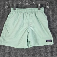Patagonia Swim Shorts Unisex Kids 7-8 Green Elastic Waist Lined Trunks Pocket