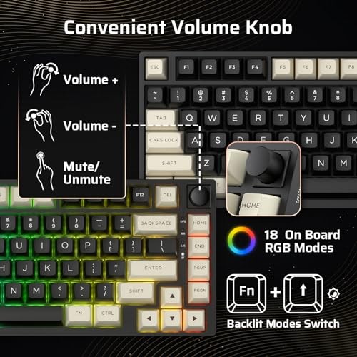 LTC NIMBLEBACK NB831 WIRELESS 75% 3-MODE WIRED MECHANICAL KEYBOARD COOKIE BLACK - Picture 4 of 5