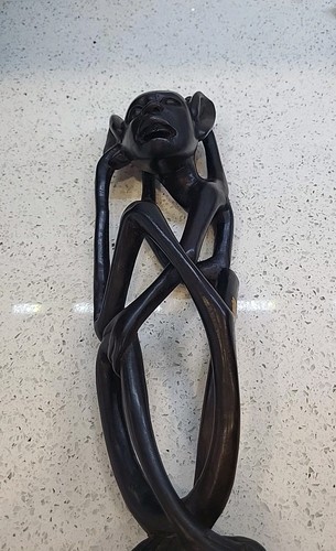 Figurine esprit Makonde Shetani 13" ébène sculpté art tribal Kenya années 60 - 70 vintage - Photo 19 sur 24