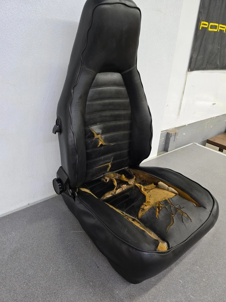 USED ORIGINAL RECARO PORSCHE 911 912E BLACK LEATHER PASSENGER BUCKET SEAT #13 — 第 2/4 张图片