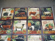 Down on the Farm animals pigs sheep cows Kaufman panel fabric