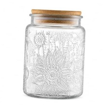 Vintage Glass Jar with Lid, 23.7oz Airtight Glass Round Sunflower, 23.7 fl oz
