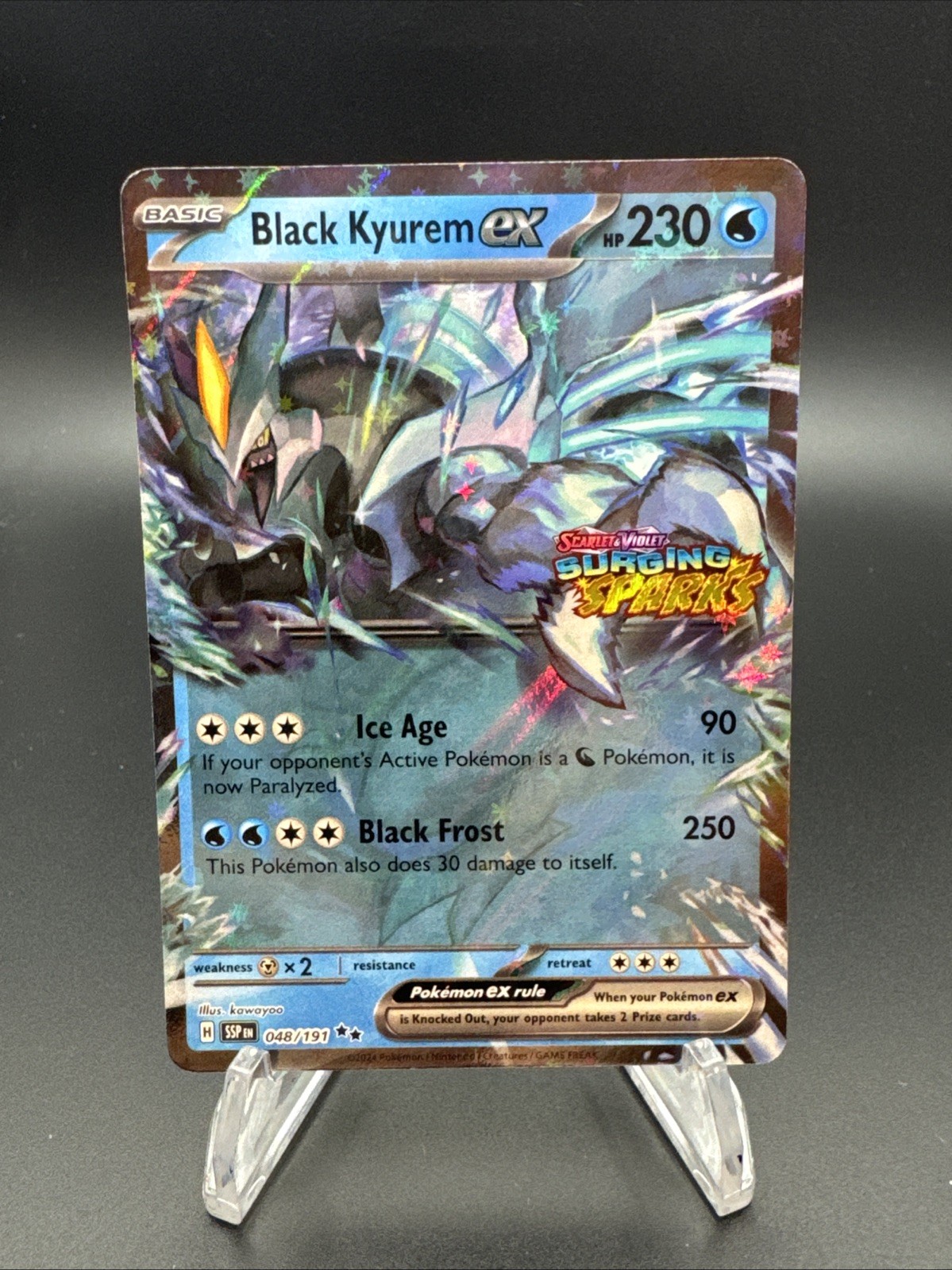 Pokemon TCG Black Kyurem ex (Surging Sparks Stamped) 048/191