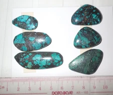 Turquoise Stone Flat Free Form Cabochon 126 Carat 6 pieces 25.2 gram Lot B