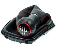 Schaltsack mit Schaltknauf VW Golf 4 Bora 5 Gang Rot Rahmen Schwarz 12mm