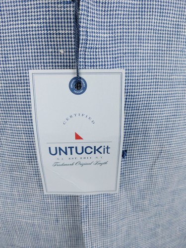 UNTUCKit Blazer Men 40R Blue Ivory Check Linen Unstructured Sport Coat Artextil - Picture 13 of 23