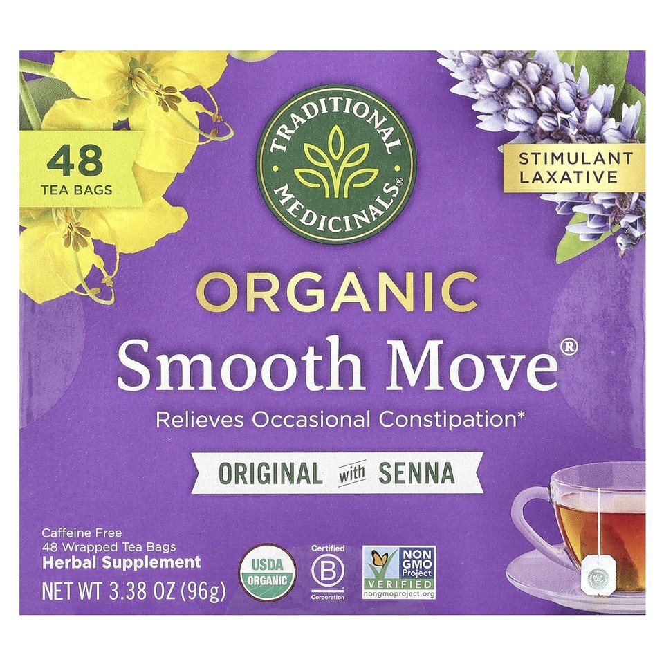 Organic Smooth Move®, Original with Senna, Caffeine Free, 48 Wrapped Tea Bags,