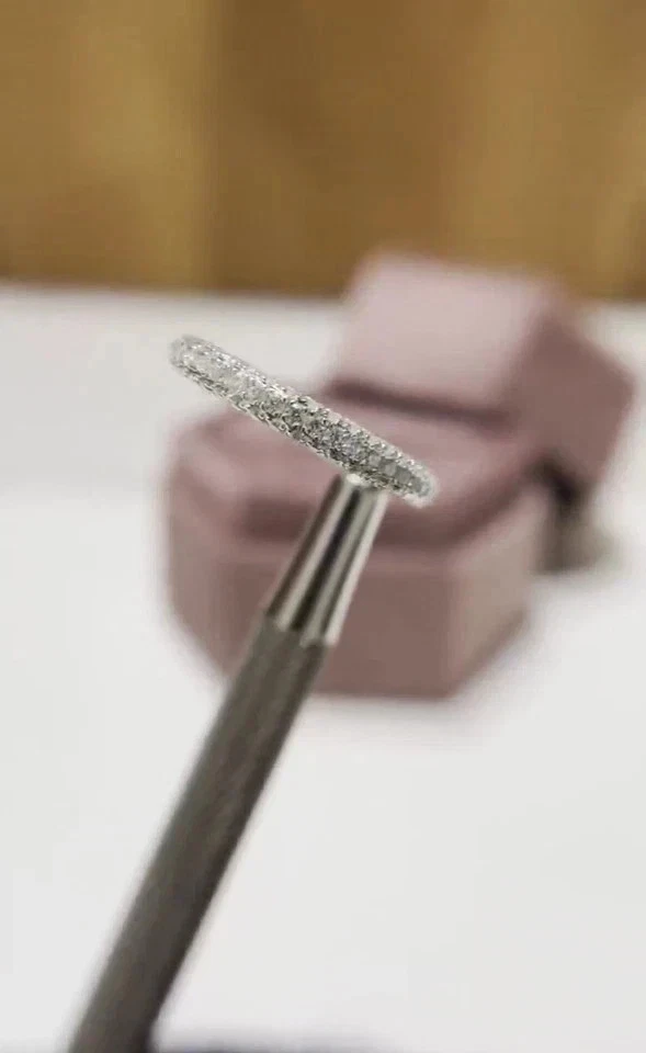 3 Ct Round Cut Natural Diamond Eternity Wedding Band 18k White Gold Size 6 7 8 - Image 2 of 4